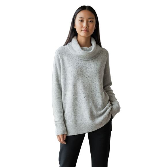Athleta Cashmere Cowl Neck Sweater High-low Oversized Light Gray size Medium - Picture 1 of 12